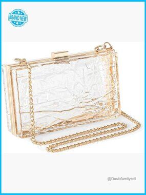 Clear Acrylic Clutch Purse Ripple Shaped Evening Bag Crossbody Handbag Vintage